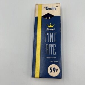 Vintage Script Fine Rite Carbide Ball Pens New Old Stock 8 Count RARE Office